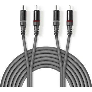 Nedis COTH24200GY50 Стерео аудиокабел, 2x RCA щепсел, 2x RCA щепсел, никелиран, 5 м, гъвкав (COTH24200GY50)