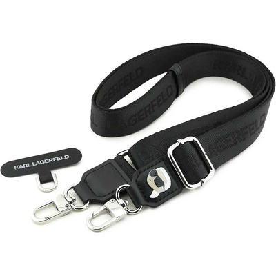 Šňůrka na krk Karl Lagerfeld univerzální crossbody popruh Choupette Patch černý (KLUCNCHPSPK)