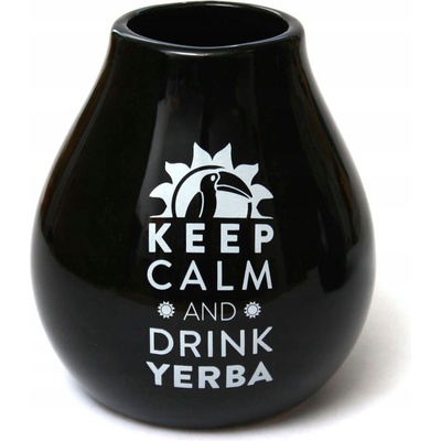 Mate Green Keramická kalabasa Čierna Keep Calm 350 ml