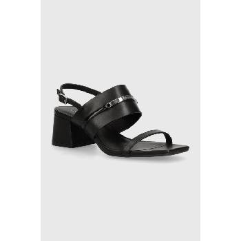 Calvin Klein Кожени сандали Calvin Klein HEEL SANDAL 45 MET BAR LTH в черно HW0HW02056 (HW0HW02056)