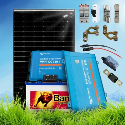 SVP Solar 380 Wp ostrovní systém 12V 230Ah s baterií Energy Bull a měničem napětí na 230V bez konstrukce