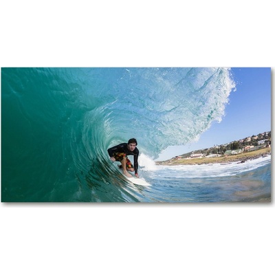 Foto obraz sklo tvrzené Surfer na vlne 100x50 cm
