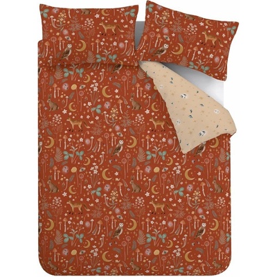 Catherine Lansfield Двойно спално бельо в тухлен цвят 200x200 cm Enchanted Twilight Animals - Catherine Lansfield (BD/57733/W/DQS/BUO)