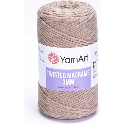 Pletací příze YarnArt TWISTED MACRAME 3mm 768 krémová, jednobarevná, 250g/195m