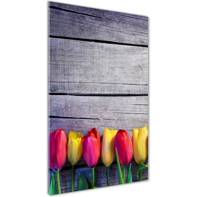 Vertikálny foto obraz fotografie na skle Farebné tulipány 50x100 cm