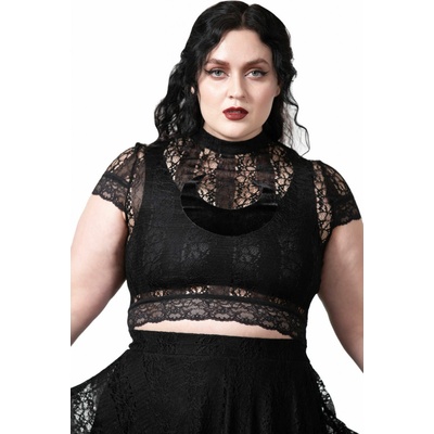 Killstar tričko Moon Rays Lace Crop Čierna