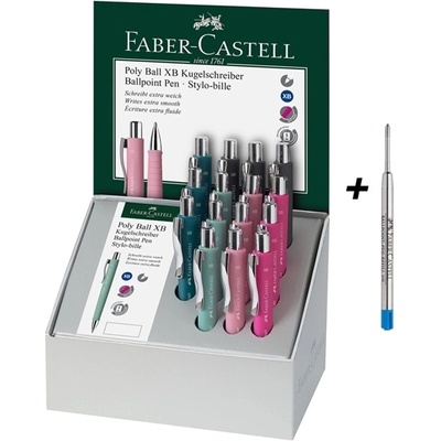 Faber-Castell Химикалка Faber-Castell Poly Ball XB, 0.6 mm дебелина на писане, син цвят на писане, различни цветове, 15 бр. + 20 пълнителя (ON1005120485)