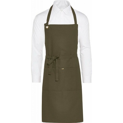 SG Accessories Bistro Ex JASSZ Bistro Jemná pracovní zástěra Provence z kepru se zavazováním kolem krku zelená olivová