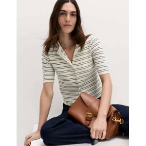 Marks & Spencer Съкратен раиран кардиган с V-образен разрез Marks & Spencer военноморска синя Marks & Spencer | Sin | ЖЕНИ | S