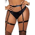 Leg Avenue Strappy Wet Look O-Ring Garter Harness KI4036 Black