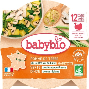 Babybio БИО Меню с Пуешко, картофи и зелен фасул, купичка след 12 мес. 230г