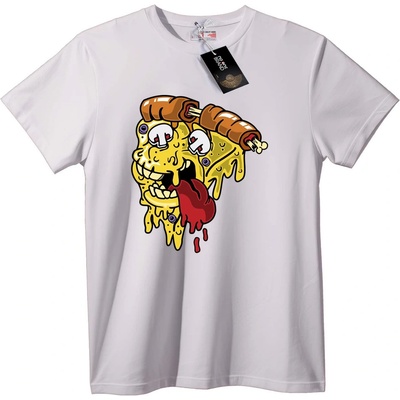 NOONEBRAND Тениска Пица Лице Колбас - L, White