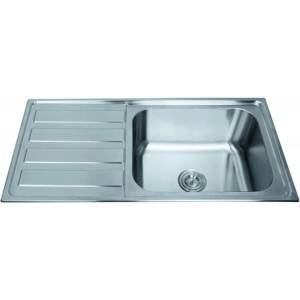Inter Ceramic Мивка за кухня от инокс Inter Ceramic Tampico, с една вана и оцедител вляво, гланциран инокс, 100x50 см (10050L) Мивка за вграждане