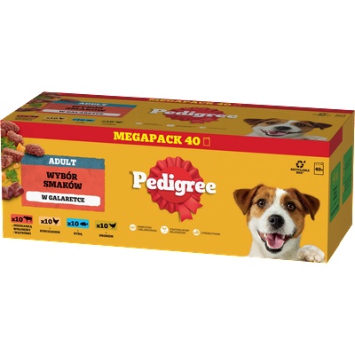 PEDIGREE Adult пакетче 40x100g - Микс от вкусове в желе - пълноценна влажна храна в желе за възрастни кучета
