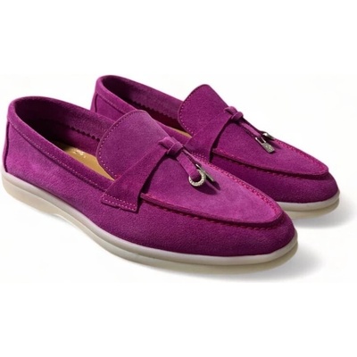 ДАМСКИ ТРЕНД МОКАСИНИ ОТ ЕСТЕСТВЕН ВЕЛУР В ЦВЯТ ЦИКЛАМА