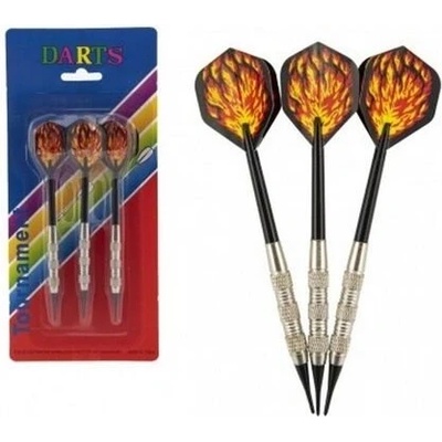 Házecí šipky 3ks kov/plast 15cm s plamenem plastový hrot