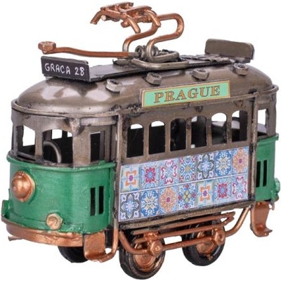 Mikro Зелена трамвай 9см с надпис Prague метал свободен ход