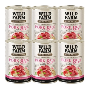 WILD FARM PURE MONO Свинско с ябълка и киноа 6x400 г - монопротеинова храна за кучета - amizoo - 26,05 лв