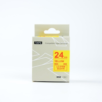Compatible Epson LK-SC24YR, 24mm x 9m, червен печат / жълт фон, съвместима лента (LKSC24YR)