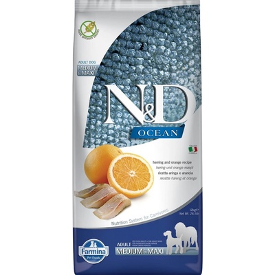 N&D Ocean Dog Adult Medium & Maxi Grain Free Herring & Orange 12 kg