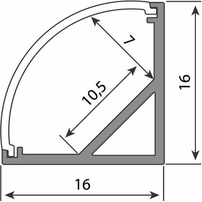 ML-761.041.74.2 Rohový hliníkový profil RS2 16x16mm včetně mléčného difuzoru 2m