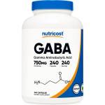 Nutricost Стрес и добро настроение - Гама-аминобутирова киселина (GABA), 750 mg х 240 капсули (67278 (413101) NC)