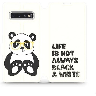 Pouzdro Mobiwear parádní flip Samsung Galaxy S10 - M041S Panda - life is not always black and white