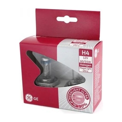 GE Lighting Megalight Ultra +90% H4 P43t 12V 60/55W 2 ks - Heureka.cz