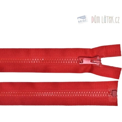 Zips kostený deliteľný červený, dĺžka 60 cm