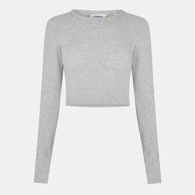 JJXX Къса блуза JJXX Women's Feline Long-Sleeve Crop Top - Grey Melange