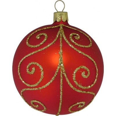 ORNEX Vianočná ozdoba sklenená guľa ornamenty červená 8 cm