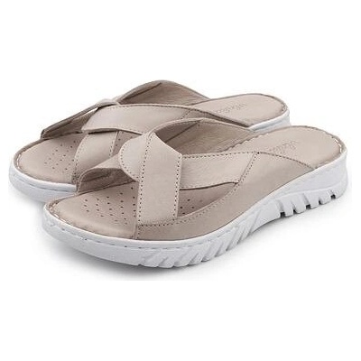 Vlnka Dámské kožené nazouváky Klaudie béžová