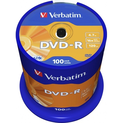 Verbatim DVD-R 4,7GB 16x, Advanced AZO, cakebox, 100ks (43549)