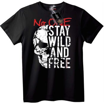 NOONEBRAND Тениска Черепа на Диви и Свободни - 2XL, White