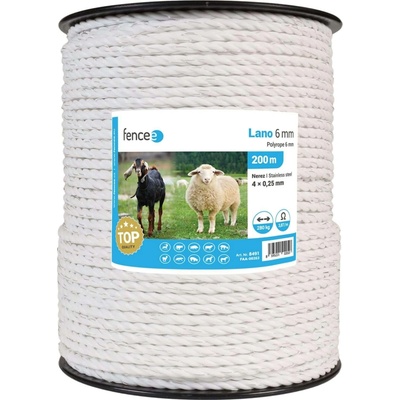 Lano pro elektrický ohradník, průměr 6 mm, bílé, délka 200 m
