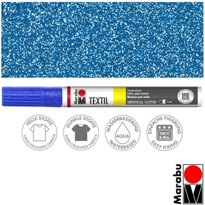 Marabu popisovač na textil modrý glitrový 3 mm