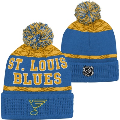 Outerstuff Dětská zimní čepice St. Louis Blues NHL Puck Pattern Cuffed Pom