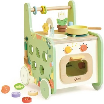 Classic World Детска играчка Дървена проходилка Classic World 2 в 1 Малка кухня за деца