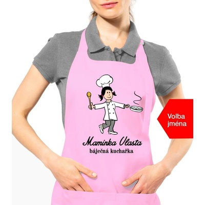 Kariban HobbyTriko Zástěra pro maminku Maminka báječná kuchařka Růžová (Light Pink)