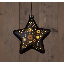 NIPEKO 9432333 Dekorativní vánoční LED závěsná hvězda 2xAAA 19cm černá časovač