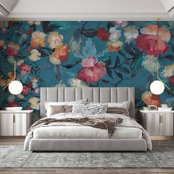 Image 1 of Decono Фототапет Цветя и Тюркоаз