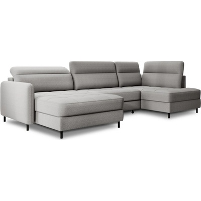 Eltap Светлосив кадифен разтегателен ъглов диван с място за съхранение (десен ъгъл U форма) Berrto - ELTAP (CO-BER-LT-03MAN)