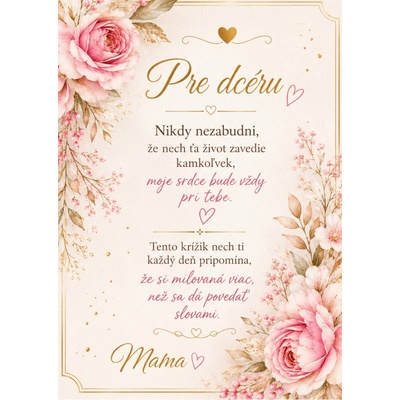Glanzio venovacia kartička – Pre moju dcéru L | Ružičková edícia 32234