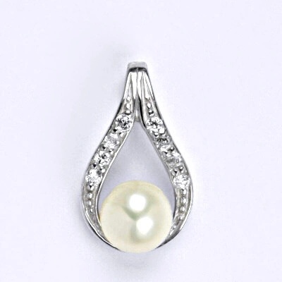 Čištín Stříbrný přívěšek s přírodní bílou perlou P 1411