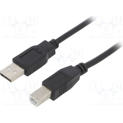 Akyga AK-USB-12 USB 2.0, USB A vidlice, USB B vidlice, niklovaný, 3m, černý