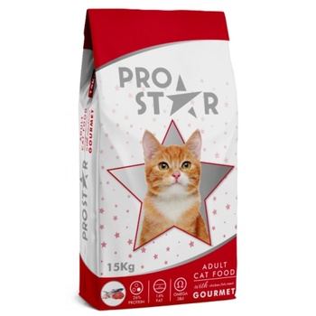 HERMOS Prostar Adult Cat Food Gourmet - Пълоценна храна за пораснали котки с пиле, агне и риба 15 кг, Турция