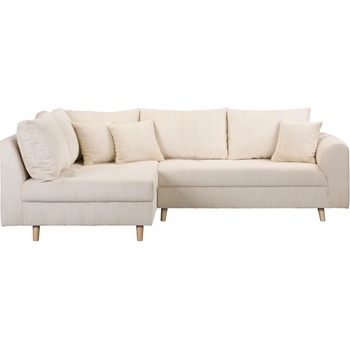 ROPEZ Кремав ъглов диван от велур (ляв ъгъл) Ariella - Ropez (Ariella Narożnik L - Lewa OT tk. Lincoln 03 nogi natura)