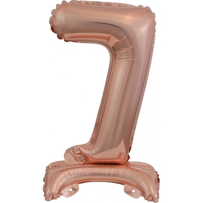 Balónek fóliový číslo 7 volně stojící růžovo zlatý 38 cm