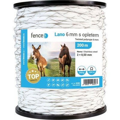 Lano pre elektrické ohradníky s opletom, priemer 6 mm