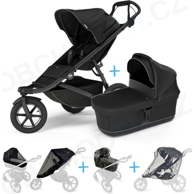 Thule Set 5v1 Urban Glide 3 Black 2024 + vanička Black + pláštenky + ochranná sieť